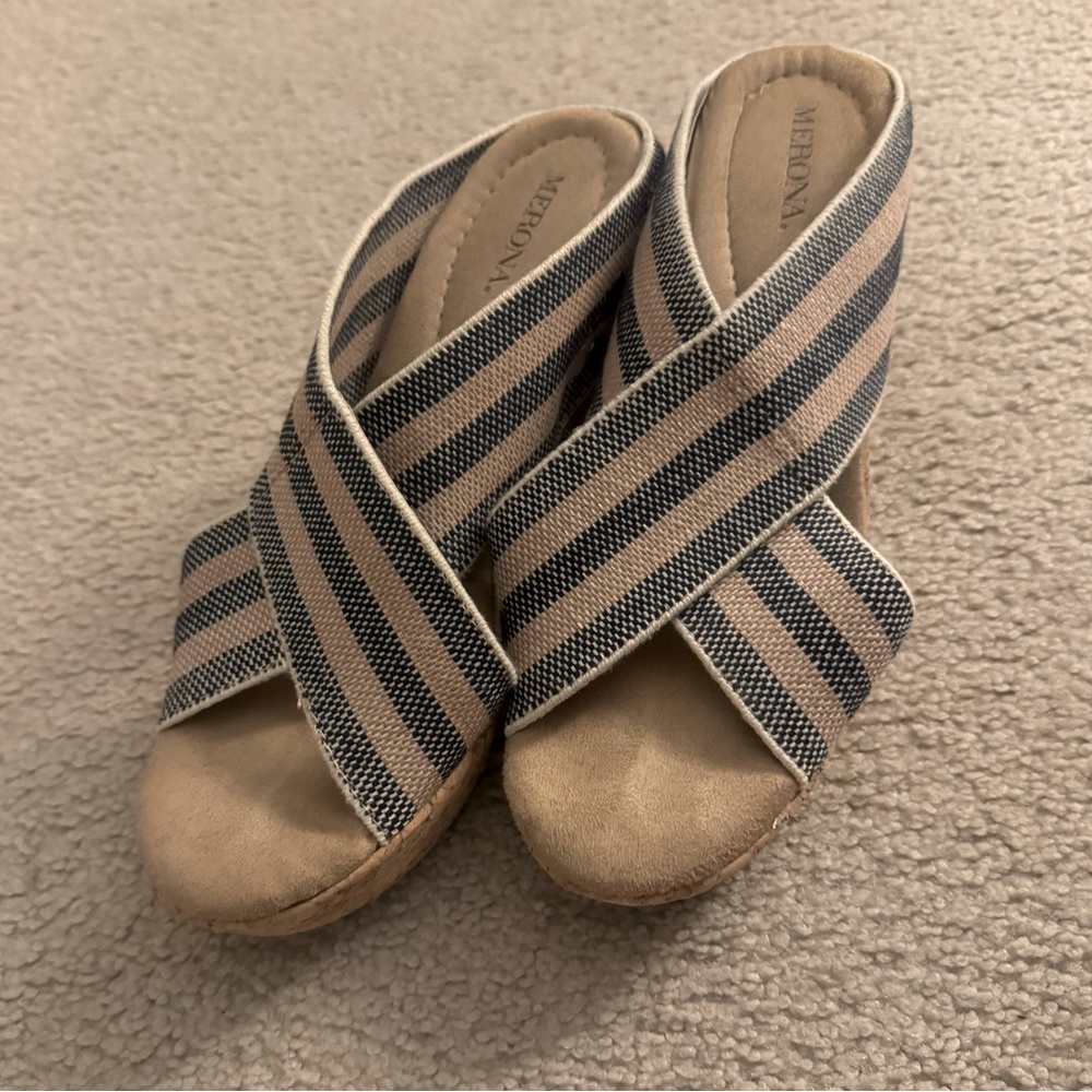 Merona Stretchy Stripes Wedges Sz8